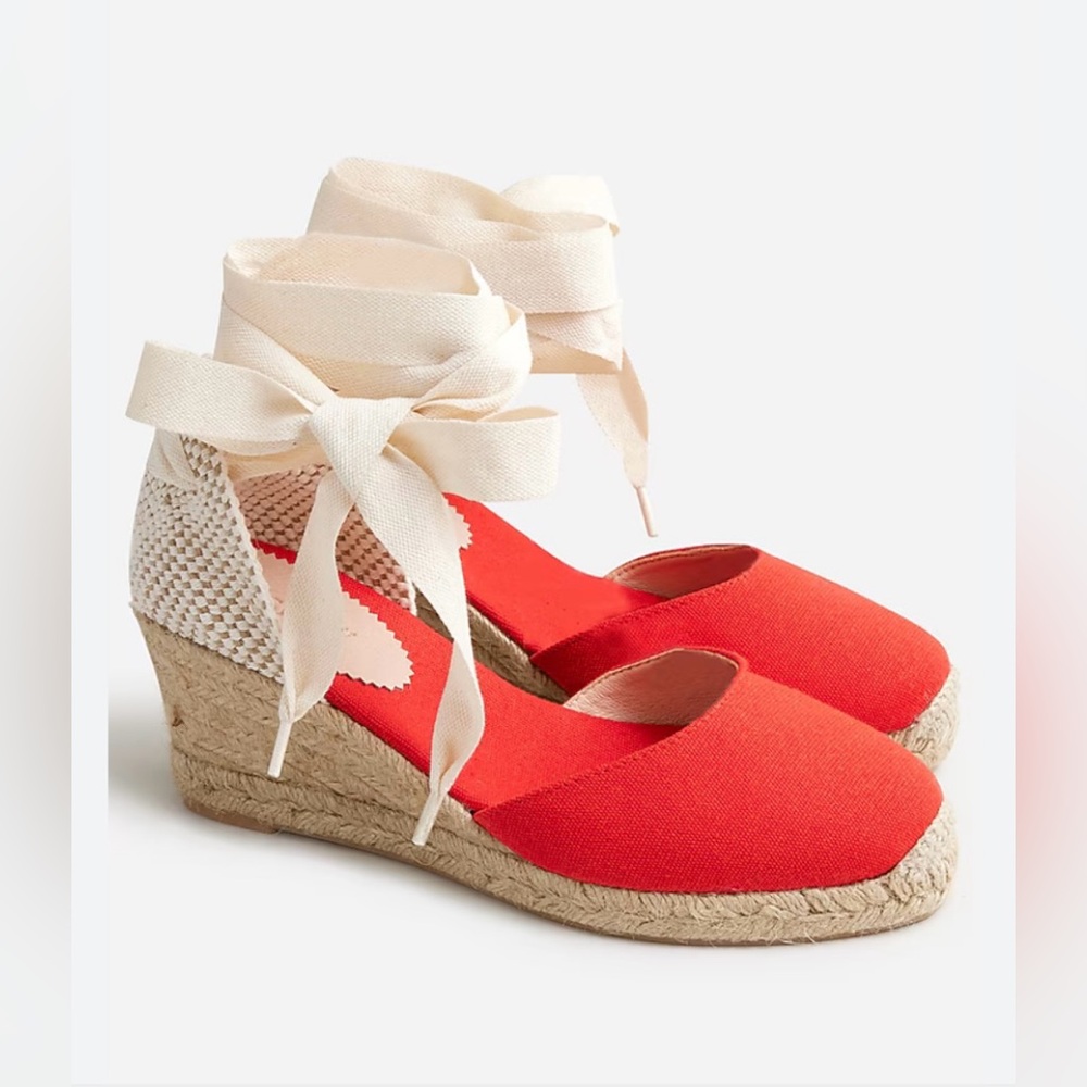 J. Crew || Sardinia Lace-up Tie Espadrille Wedge Sandals